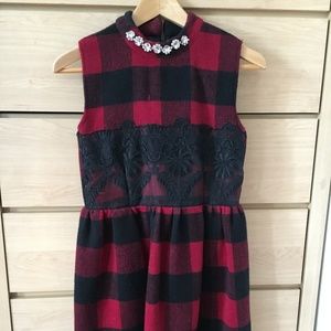 Red checkered mini dress